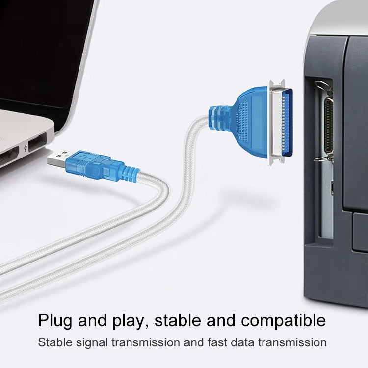 كابل طباعة USB 2.0 إلى IEEE1284، الطول: 1.5 متر، USB 2.0 إلى IEEE1284 (أزرق)