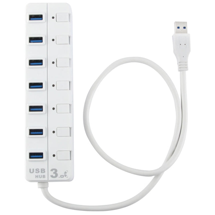 7 Ports USB 3.0 Hub with Individual Switches for each Data Transfer Ports, 7 Ports (White), 7 Ports (Black)