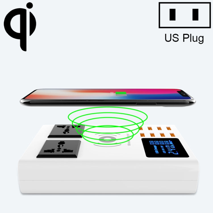 YC-CDA10W 10W Multi Port USB Intelligent Digital Display Fast Charging Wireless Charger, UK Plug, SAS1048A, SAS1048B, SAS1048C