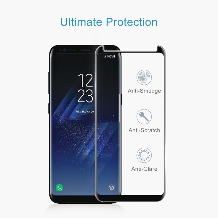 Full Glue Full Screen Curved Case Friendly Tempered Glass Film For Galaxy S8 / G950, For Galaxy S8 Adhesive Black Frame