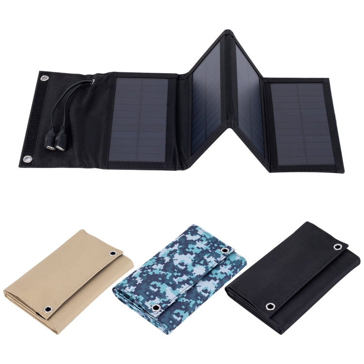 7W Monocrystalline Silicon Foldable Solar Panel Outdoor Charger with 5V Dual USB Ports, 7W