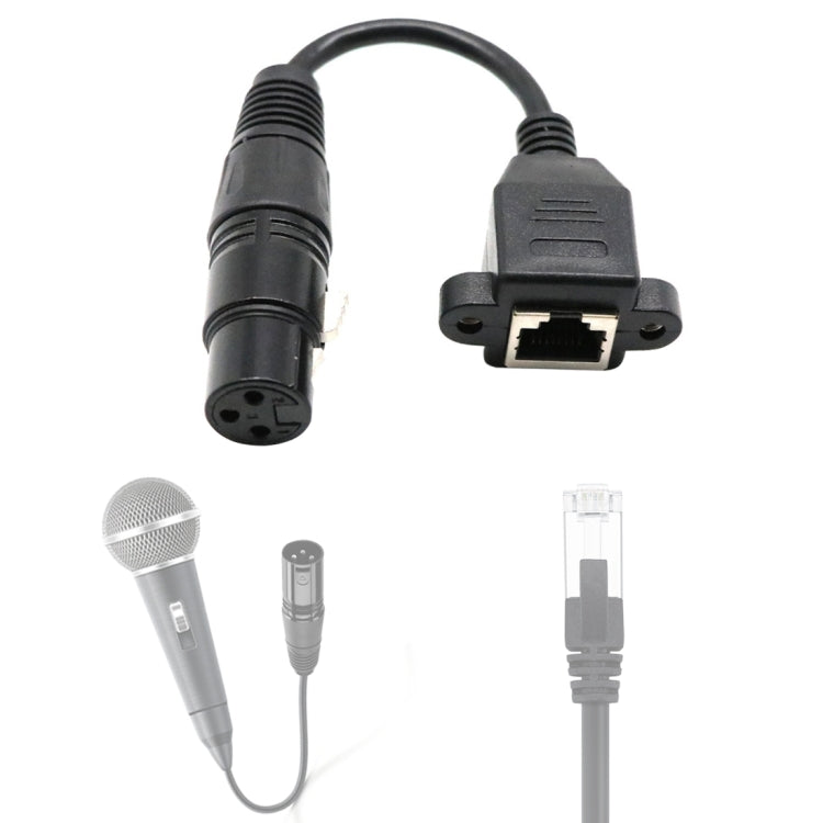 15cm XLR 3 Pin Female To RJ45 Female Network Connector Adapter Converter Cable, 15cm