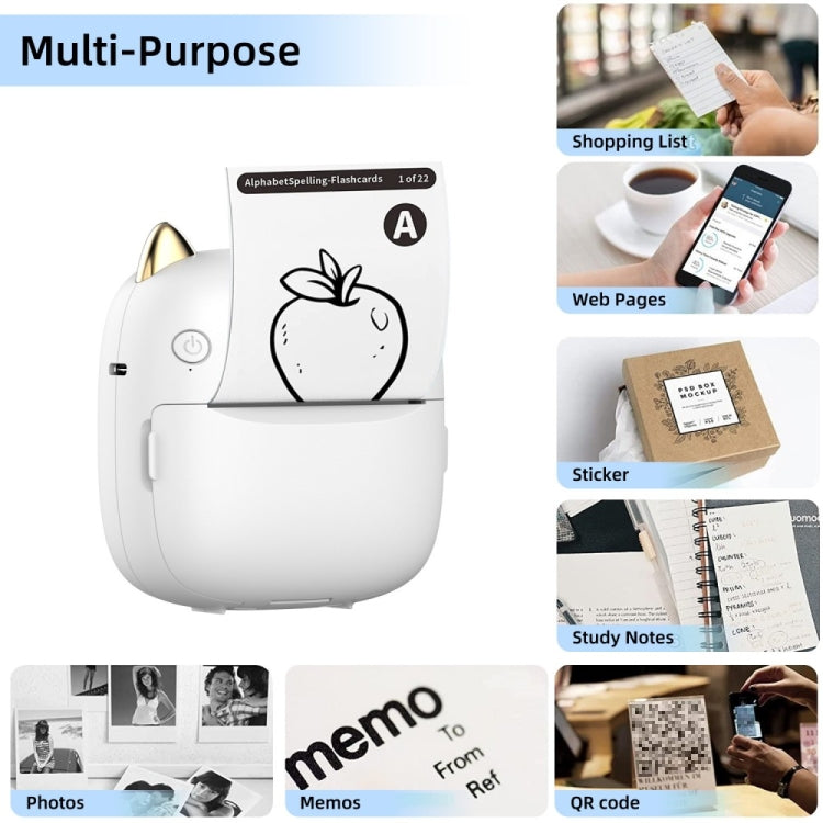 C23 Portable Mini Printer Thermal Printer, C23 White Standard
