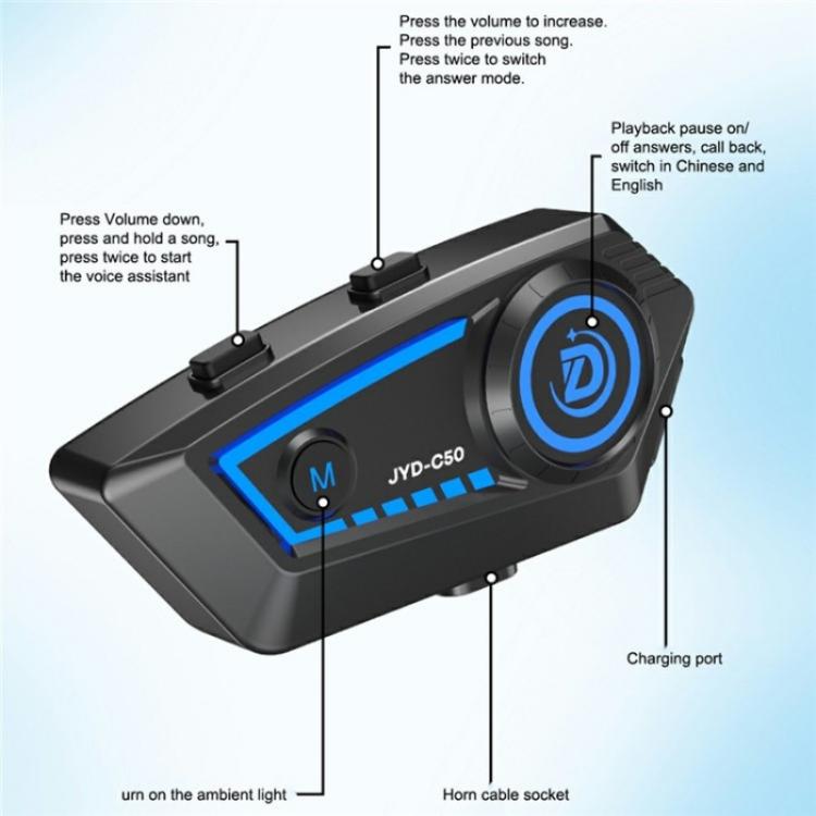 JYD-C50 Rhythm Light Motorcycle Helmet Wireless Bluetooth Music Headset, JYD-C50