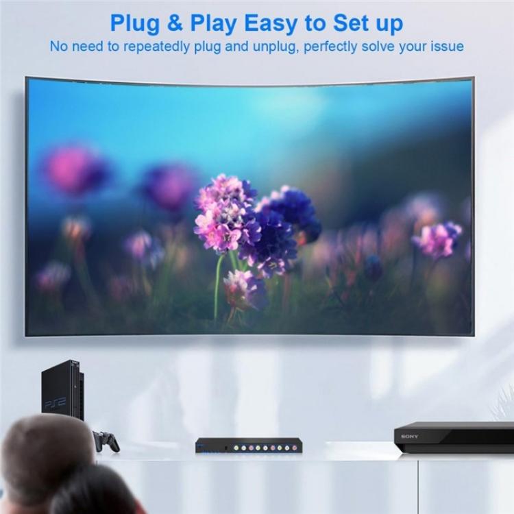 محول إشارة الصوت والفيديو المركب AV 4 في 3 مخرج RCA، صندوق موزع AV، قابس أمريكي، قابس أوروبي