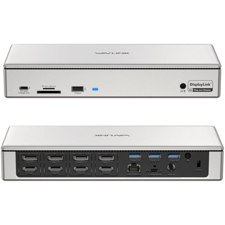 محطة إرساء WAVLINK UG69PD12 DisplayLink رباعية الشاشات لأجهزة الكمبيوتر المحمولة M1 / M2 / Mac وWindows، قابس أمريكي، قابس بريطاني، قابس أوروبي، قابس أسترالي