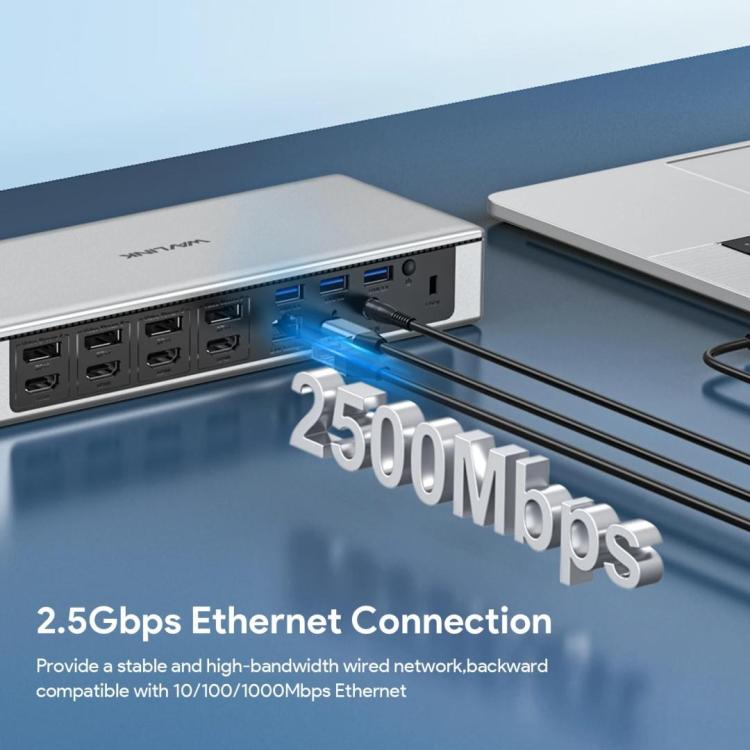 محطة إرساء WAVLINK UG69PD12 DisplayLink رباعية الشاشات لأجهزة الكمبيوتر المحمولة M1 / M2 / Mac وWindows، قابس أمريكي، قابس بريطاني، قابس أوروبي، قابس أسترالي