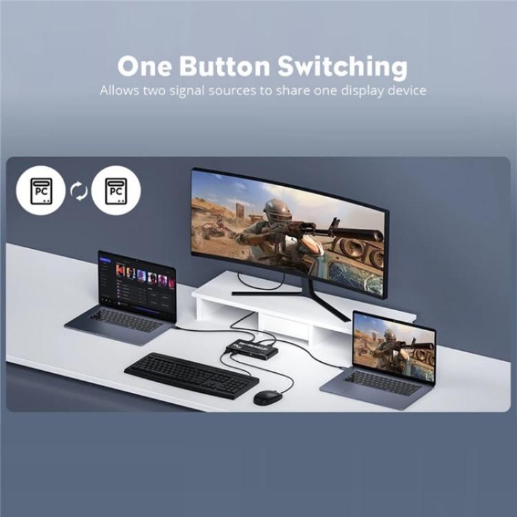 K7 مع 3 منافذ USB 2.0 8K 60Hz HD / DP 100W PD شحن نوع C KVM Switch، K7
