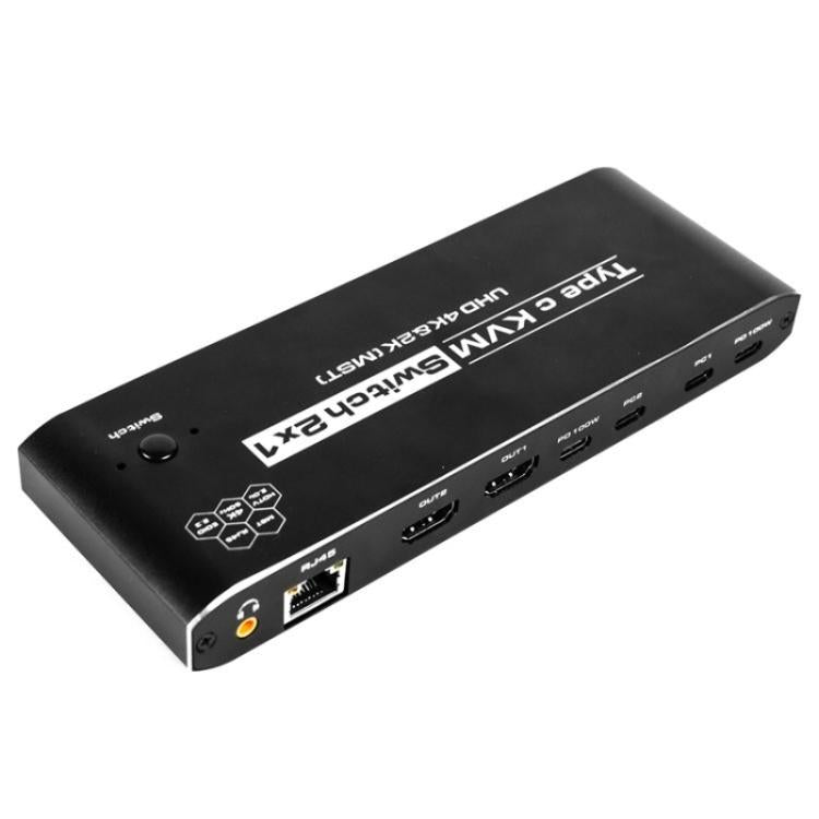 محول توسيع شاشة K9 2 في 1 بمنفذ HDMI مزدوج لعرض الفيديو، شاشتين، لأجهزة Mac، USB C، KVM Switch