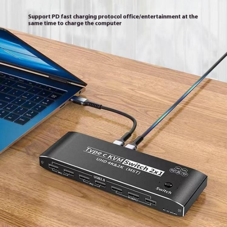 محول توسيع شاشة K9 2 في 1 بمنفذ HDMI مزدوج لعرض الفيديو، شاشتين، لأجهزة Mac، USB C، KVM Switch