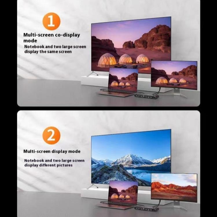 محول توسيع شاشة K9 2 في 1 بمنفذ HDMI مزدوج لعرض الفيديو، شاشتين، لأجهزة Mac، USB C، KVM Switch