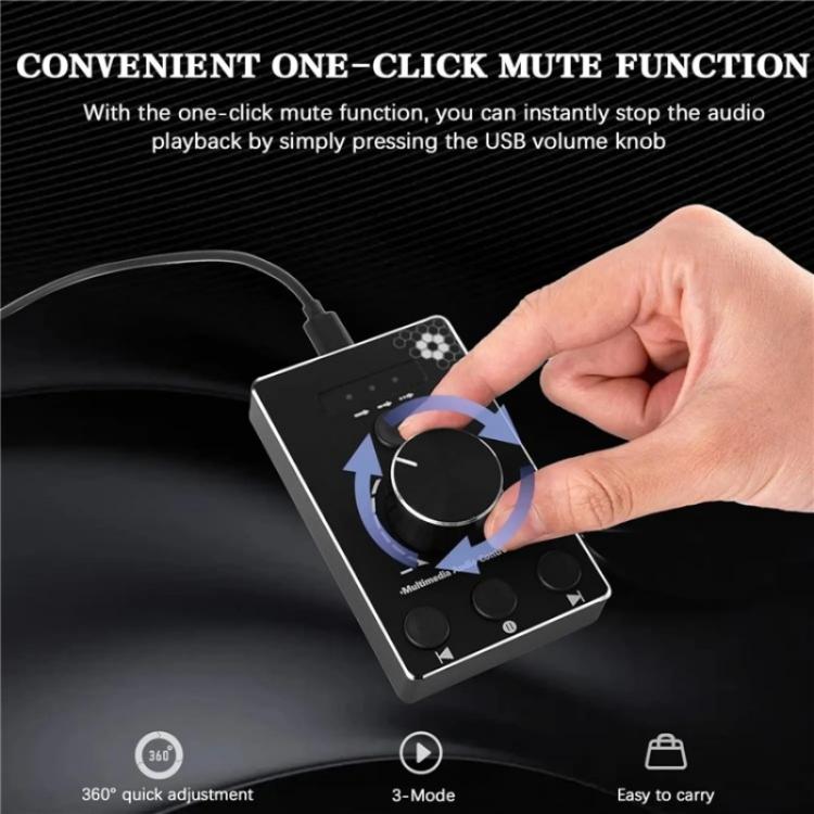 U8 With Mute Function Multimedia Volume Control Knob Aluminum Alloy Audio Adjuster, U8