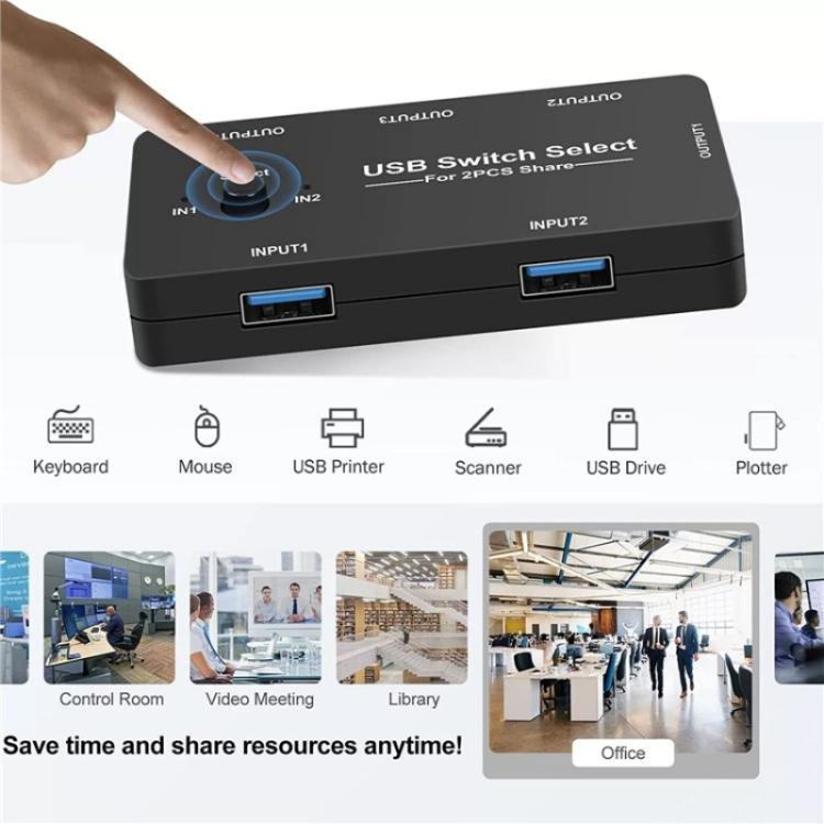 وحدة تحكم ألعاب الكمبيوتر U7، موزع USB 4 في 1، مدخلان و4 مخرجات، موزع KVM، محول USB مشترك، U7