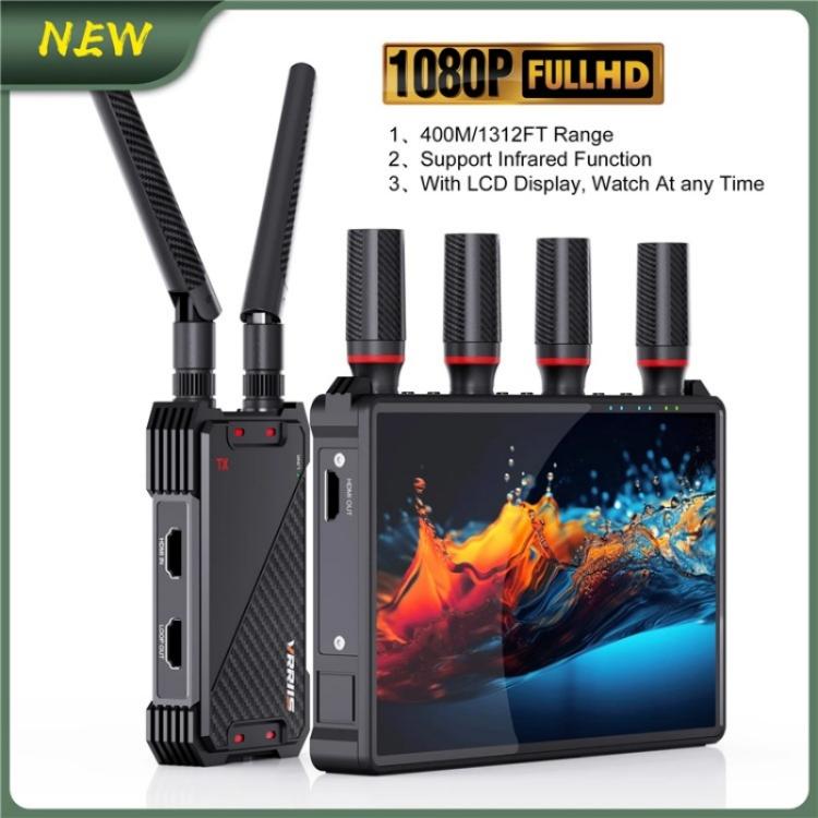 جهاز إرسال واستقبال HDMI لاسلكي VRRIIS 083H بشاشة LCD مقاس 7 بوصات بمدى 400 متر، قابس الولايات المتحدة، قابس الاتحاد الأوروبي، قابس المملكة المتحدة، قابس أستراليا