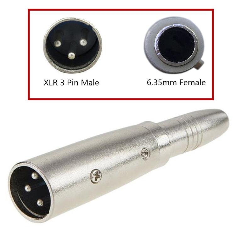 JUNSUNMAY XLR Male to 6.35mm Female Audio Adapter, XLR Male to 6.35mm Female