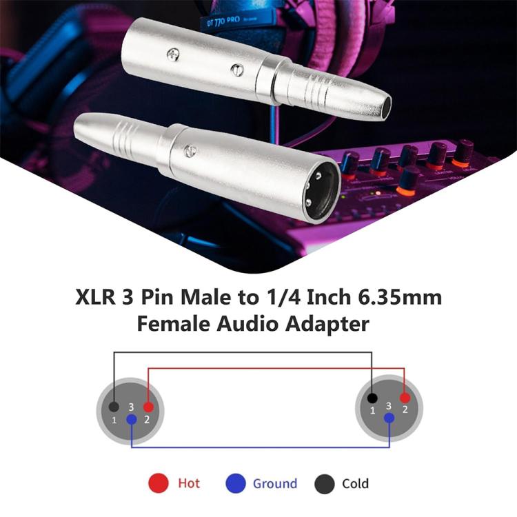 JUNSUNMAY XLR Male to 6.35mm Female Audio Adapter, XLR Male to 6.35mm Female