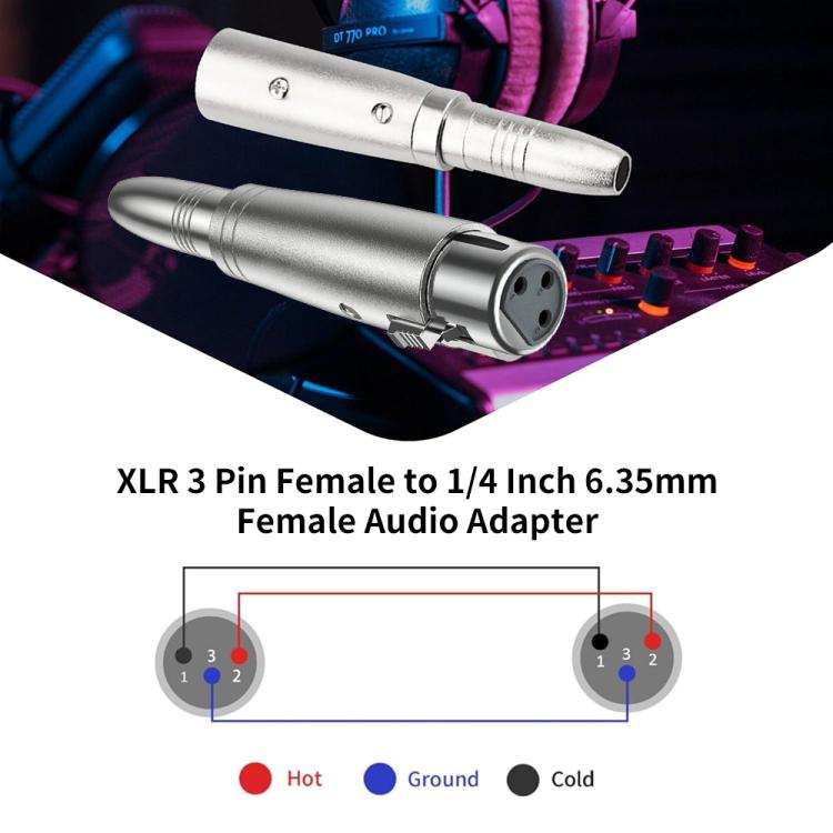 JUNSUNMAY XLR Female to 6.35mm Female Audio Adapter, XLR Female to 6.35mm Female