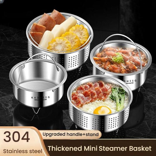 Kacheeg 304 Stainless Steel Steamer Basket for Rice Cooker/Pots with Handles & Stand Perforated 13.8cm