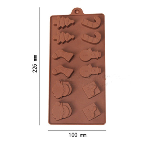 Silicone Christmas Chocolate Baking Tools Non-stick Jelly Candy 3D DIY Decoration Mold(Chocolate)