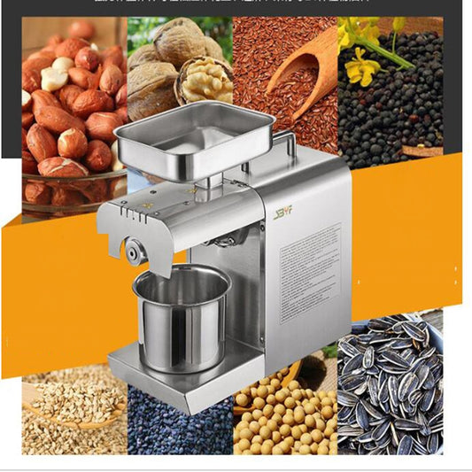Seed Oil Press Extrator Stainless Steel Commercial Home Automatic Peanut Coconut Sesame Oil Press Machine 40x36.5x16cm, CN Plug