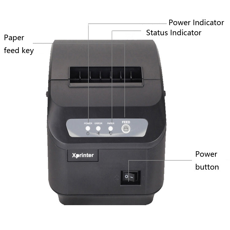Xprinter XP-Q200II Thermal Small Receipt Printer Catering And Kitchen Receipt Printer 80mm Cutter, USB COM Interface, LAN Interface