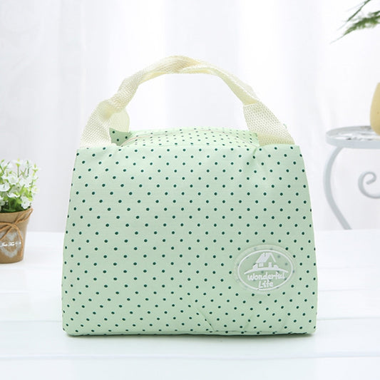 Striped Dot Portable Thermal Insulated Cold Keep Food Safe Warm Lunch Bag(Green Dot)