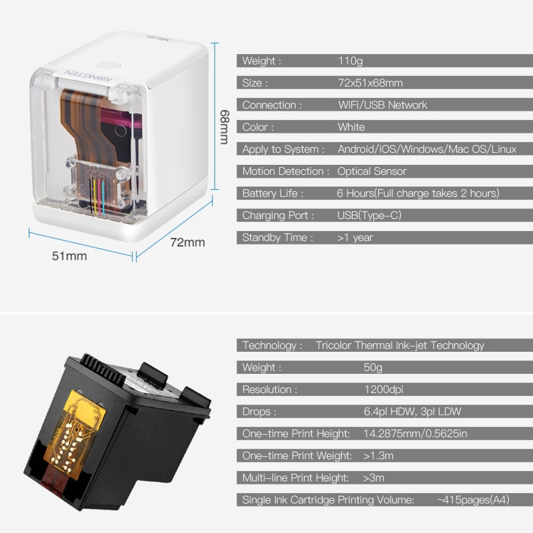 Mbrush Handheld Printer Custom Content Portable Full Color Inkjet Printer with Ink Cartridges