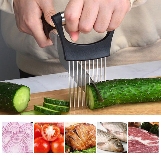 Stainless Steel Onion Fork Holder Pin Kitchen Vegetable Slicing Aid