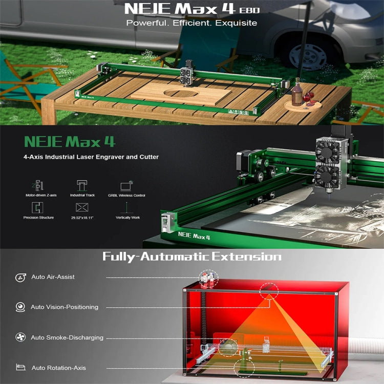 آلة نقش ليزر ثلاثية الأبعاد CNC سطح المكتب من NEJE MAX 4 E80 750 × 460 مم DIY