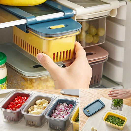 Refrigerator Fresh-Keeping Drain Box Kitchen Transparent Storage Box(Random Color Delivery)