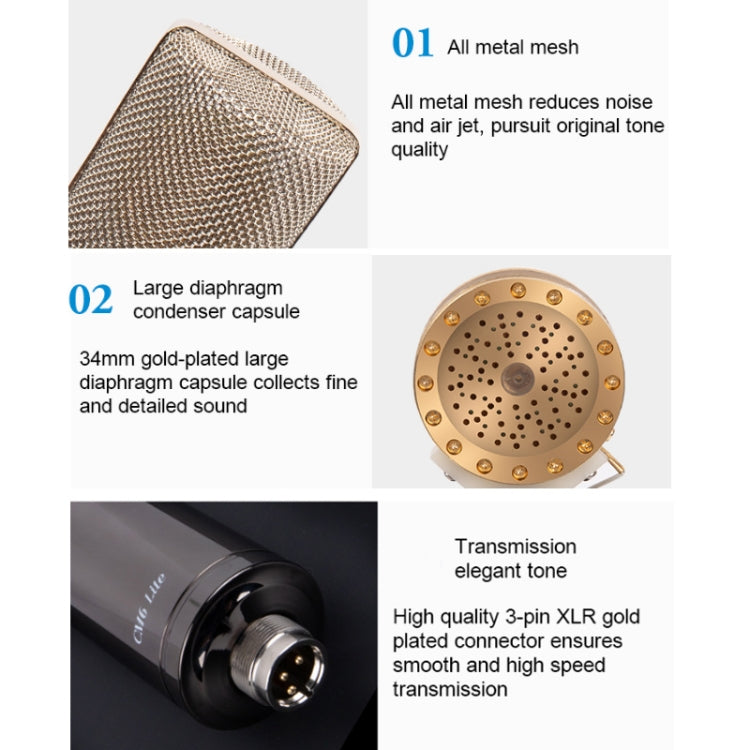 Alctron CM6 Lite Large Diaphragm Condenser Microphone Recording Computer Desktop Microphone