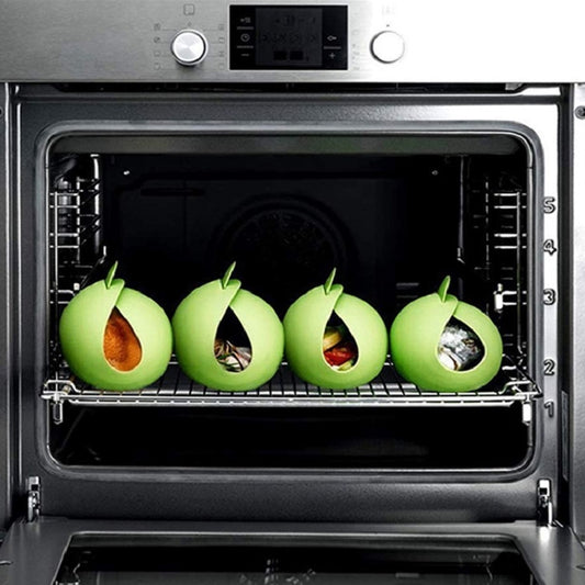 Silicone Cooking Bowl Microwave Oven Foldable Steamed Fish Bowl Salad Bowl(Green)