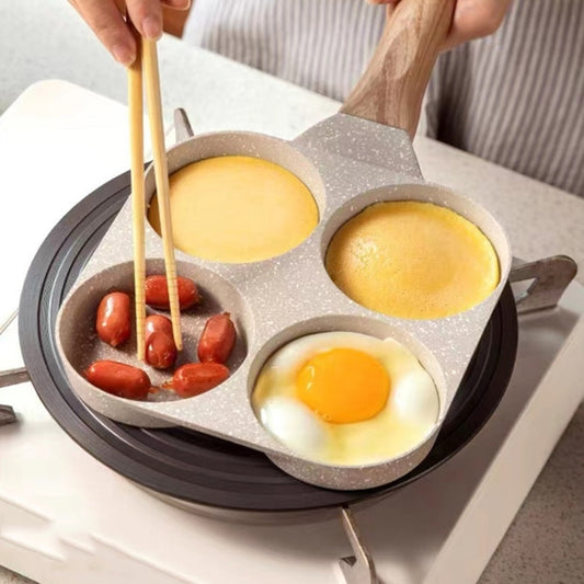 Four Hole Maifan Stone Non-stick Pan Egg Burger Frying Pan Universal Induction Cooker