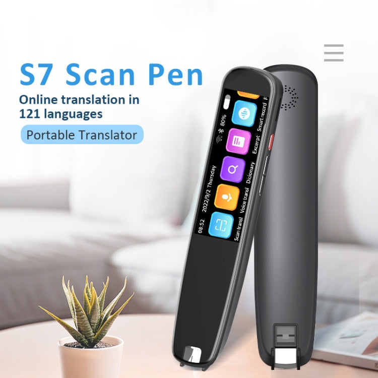 S7 Offline Scanning Translation Dictionary Pen Translation Pen 12 Language Mutual Translation Scanning Pen, S7 Black