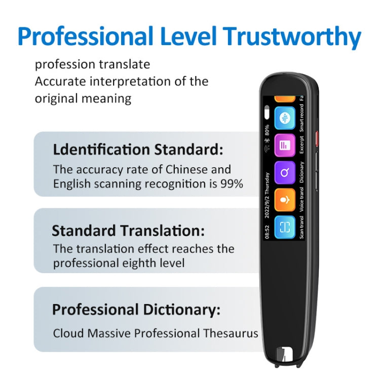 S7 Offline Scanning Translation Dictionary Pen Translation Pen 12 Language Mutual Translation Scanning Pen, S7 Black