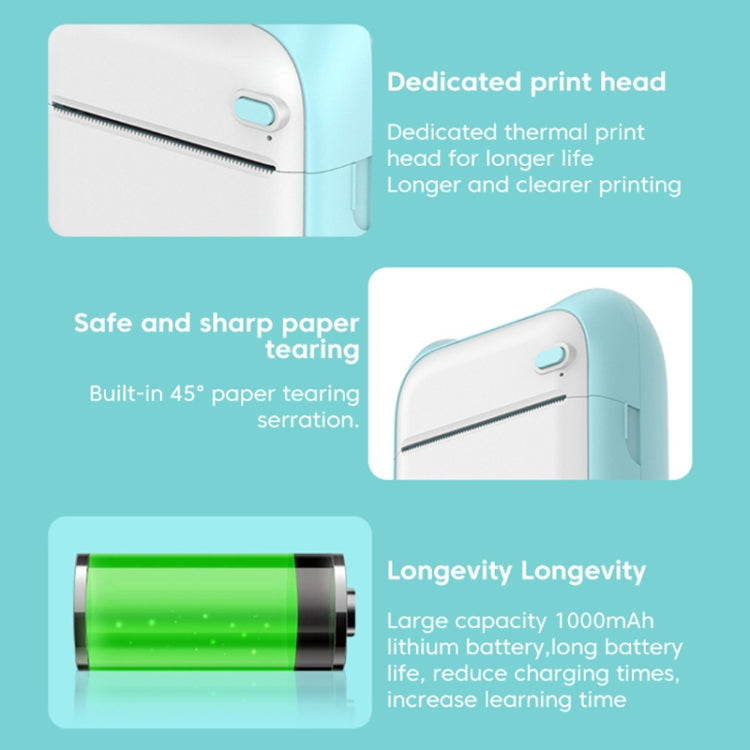 A31 Bluetooth Handheld Portable Self-adhesive Thermal Printer, Pink, Blue, Pink+5 Rolls Printer Paper, Blue+5 Rolls Printer Paper, Pink+3 Rolls Colored Paper, Blue+3 Rolls Colored Paper