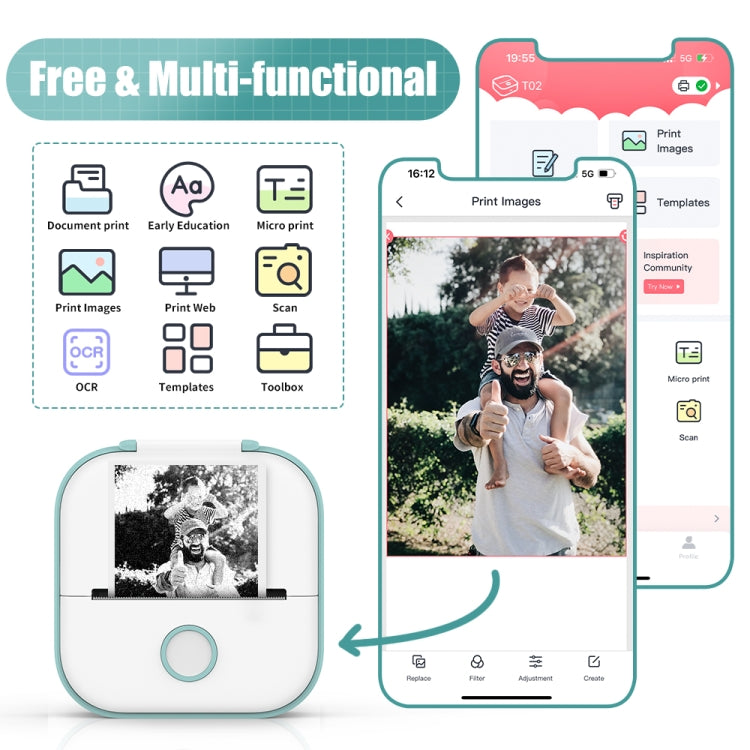 صندوق هدايا Phomemo T02، طابعة صغيرة تعمل بالبلوتوث، طابعة صور حرارية، طابعة أسئلة خاطئة للطلاب والعائلة، صندوق هدايا