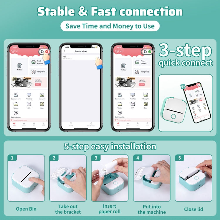 صندوق هدايا Phomemo T02، طابعة صغيرة تعمل بالبلوتوث، طابعة صور حرارية، طابعة أسئلة خاطئة للطلاب والعائلة، صندوق هدايا