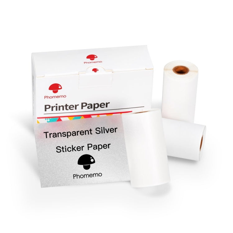 For Phomemo M02 / M02S / M02Pro 3rolls /Pack 53mm Anti-Dry Glue Thermal Labels, White Glitter Full Transparent Bottom
