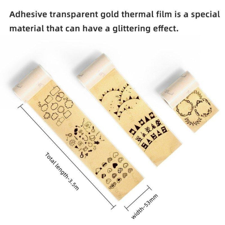 For Phomemo M02 / M02S / M02Pro 3rolls /Pack 50mm Thermal Label Printing Paper For Sticker Printer With Black Letter On Gold Powder Background, Gold Powder Bottom