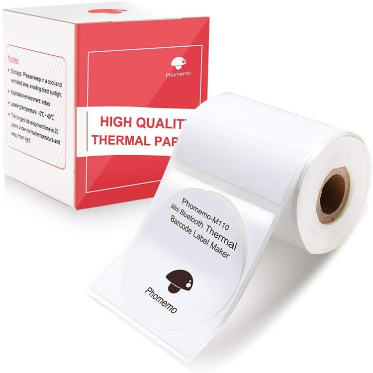 For Phomemo M110 / M200 140pcs /Roll 50x50mm Round Self-Adhesive Thermal Labels, 140pcs /Roll 50x50mm Round