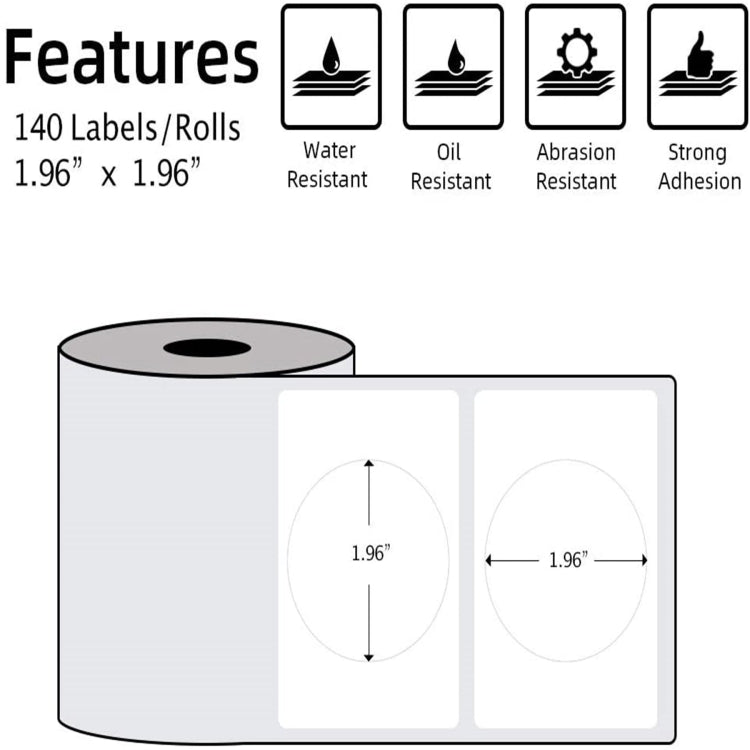 For Phomemo M110 / M200 140pcs /Roll 50x50mm Round Self-Adhesive Thermal Labels, 140pcs /Roll 50x50mm Round