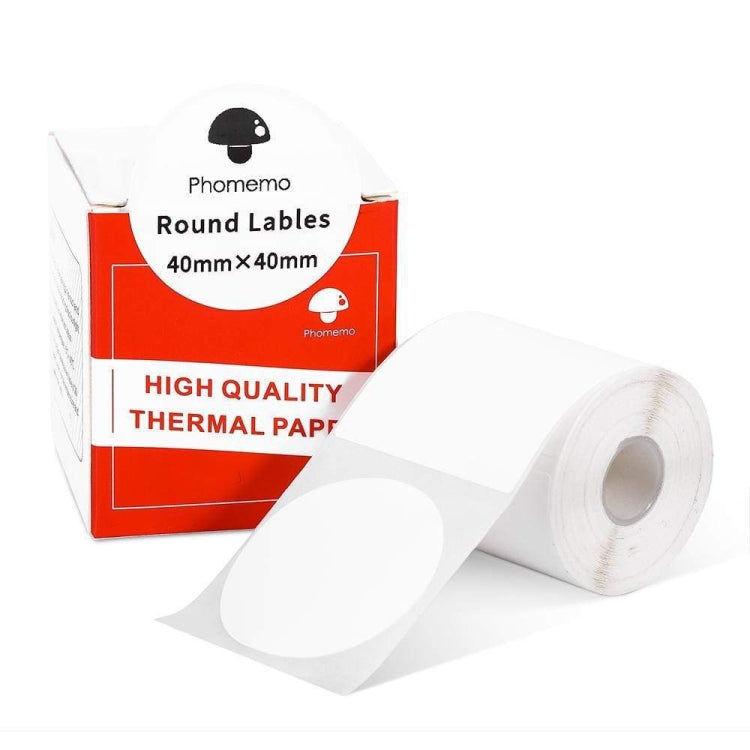 For Phomemo M110 / M200 180pcs /Roll 40x40mm Round Self-Adhesive Thermal Labels, 180pcs /Roll 40x40mm Round