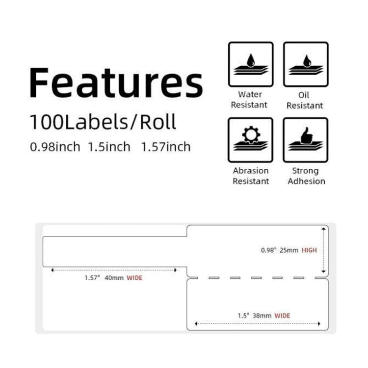 For Phomemo M110 / M200 100pcs /Roll 25x38mm Cable Self-Adhesive Thermal Labels, Red, Blue, Yellow