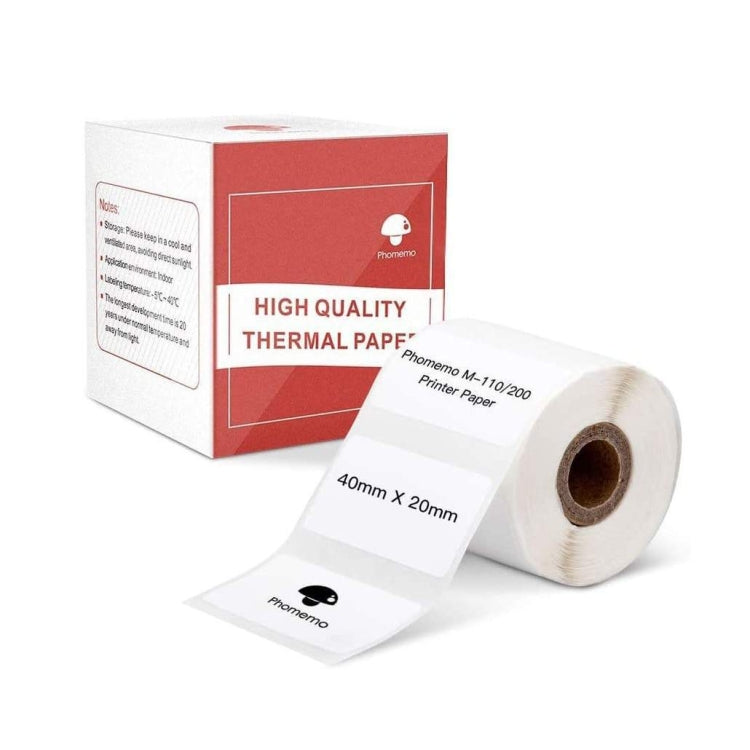 For Phomemo M110 / M200 320pcs /Roll 20x40mm Square Self-Adhesive Thermal Labels On White Background, 320pcs /Roll 20x40mm