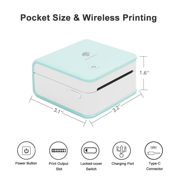 Phomemo M02 PRO Pocket Mini Small Portable Bluetooth Wrong Thermal Tag Printer, White, Green, Pink