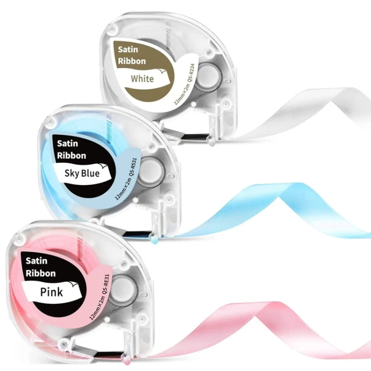 For Phomemo P12 / P12 Pro 12mm x 2m Thermal Transfer Label Ribbon, Label Ribbon(Black Word On Sky Blue), Label Ribbon(Black Word On Pink), Label Ribbon(Gold Word On White)