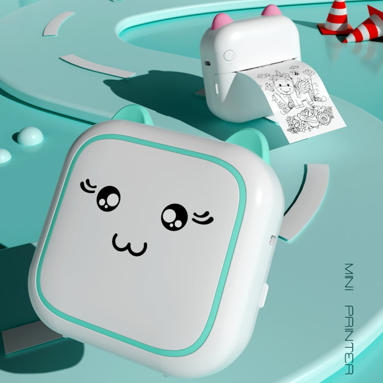 طابعة صور حرارية محمولة بتقنية البلوتوث M5 Mini Cartoon، باللون الأزرق والوردي