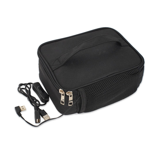 USB Heated Lunch Box Bag Outdoor Bento Thermal Bag(Black)