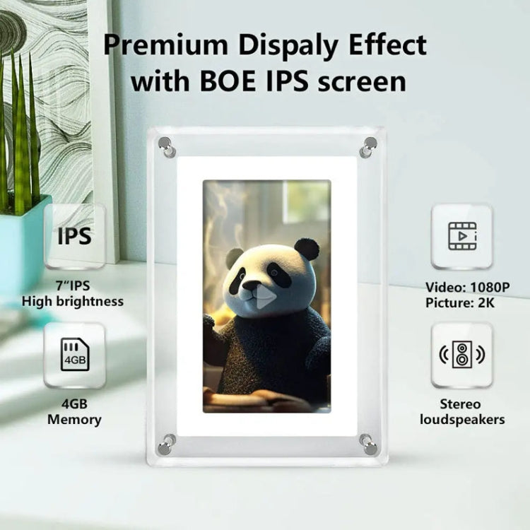 7 Inch Acrylic HD Digital Photo Frame Desktop Smart Motion Video Player Ornament, 7 Inch (US Plug), 7 Inch (EU Plug), 7 Inch (UK Plug)